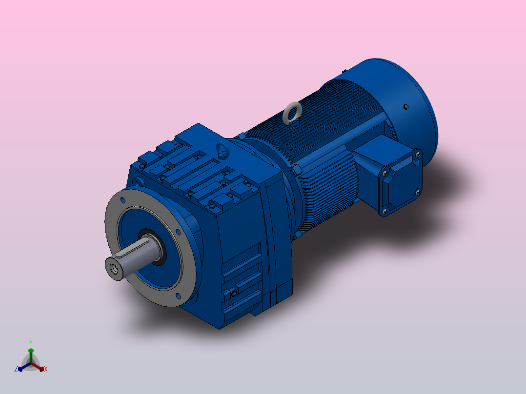 RF107法兰轴伸式安装斜齿轮减速机RF107-Y11-4P-160M-M1-0°-Φ450正等轴测图