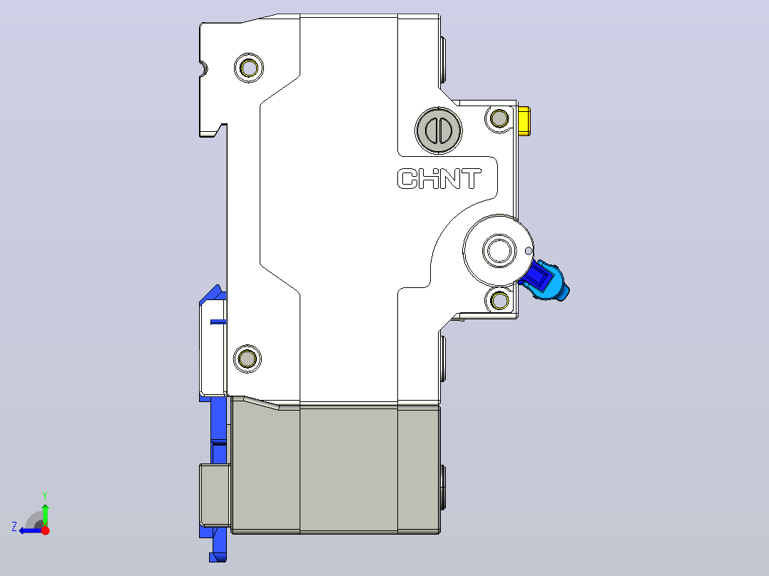 NBPLE-125 4P剩余电流动作断路器三维模型202202右视图