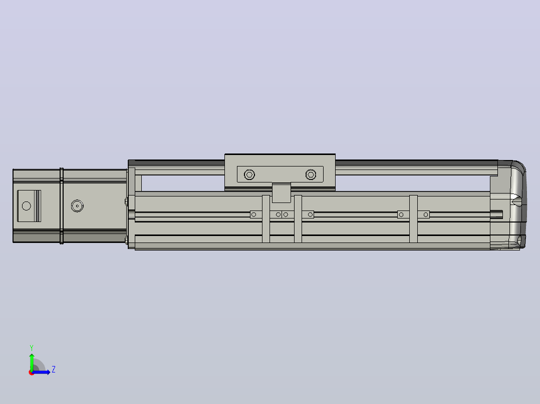 SYS13-100-BC-200W滚珠花健、支撑座、滚珠丝杠、交叉导轨、直线模组左视图