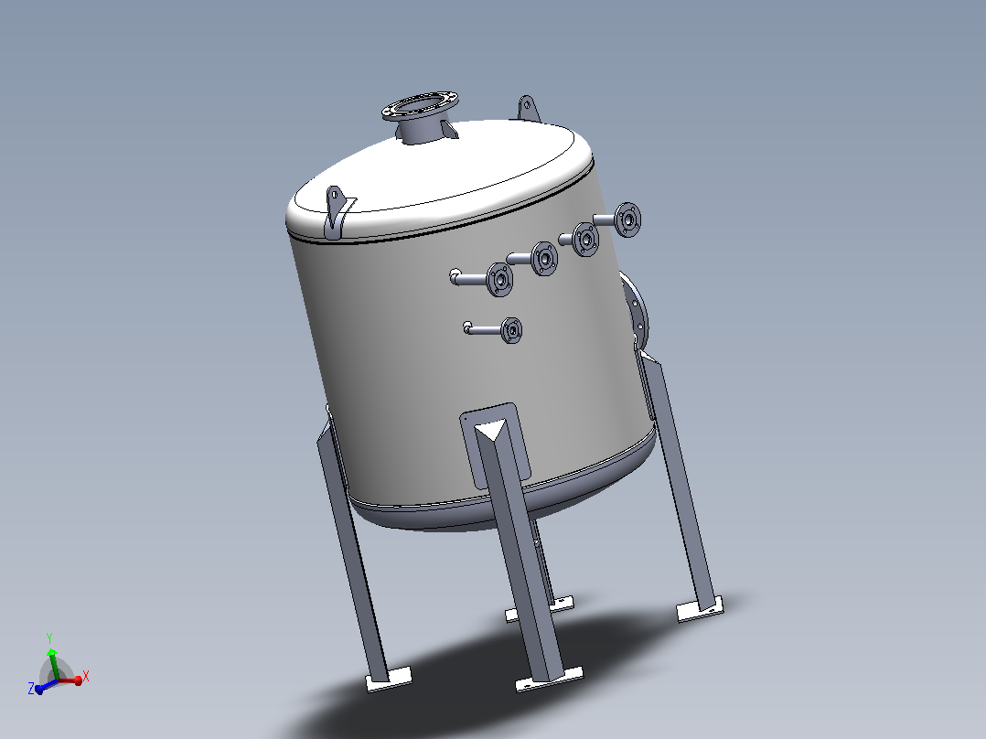 8锅炉排污容器pressure-vessel-模型格式为 igs sw主视图