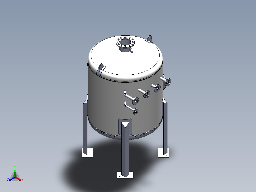 8锅炉排污容器pressure-vessel-模型格式为 igs sw正等轴测图