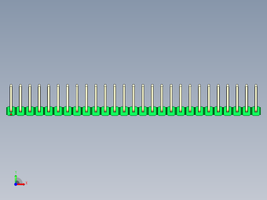 彩色公排针 100mil 2.54mm 系列-DS1022_green_27p_100mil_TypeU_rev1.0前视缩略图