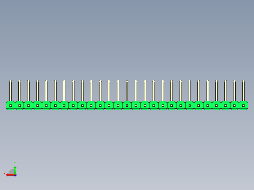 彩色公排针 100mil 2.54mm 系列-DS1022_green_27p_100mil_TypeU_rev1.0后视缩略图