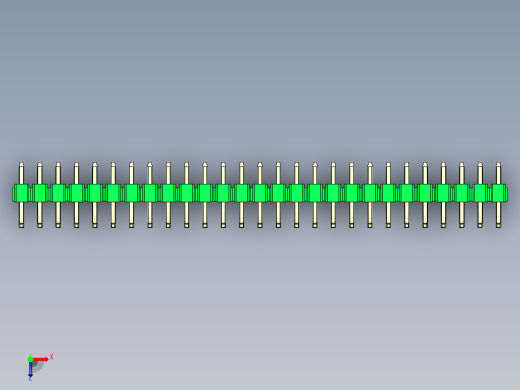 彩色公排针 100mil 2.54mm 系列-DS1022_green_27p_100mil_TypeU_rev1.0俯视缩略图