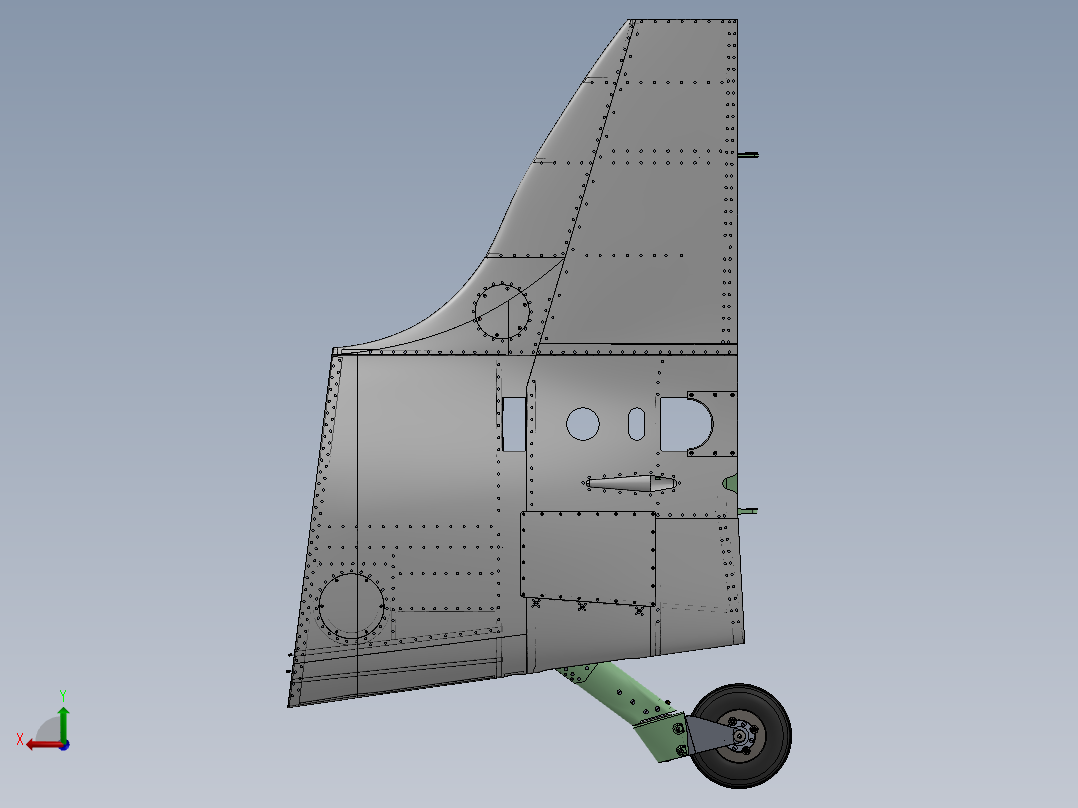 宽弦舵组件后视图