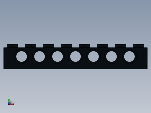 乐高机械组积木（横梁）-370226 Black Technic Brick 1 x 8 with Holes前视缩略图