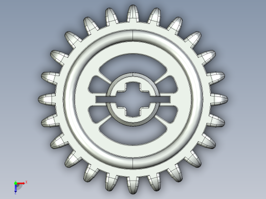 3650 Medium Stone (Light Bluish) Grey Technic Gear 24 Tooth Crown Type III (x pattern).STEP俯视缩略图