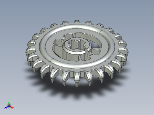 3650 Medium Stone (Light Bluish) Grey Technic Gear 24 Tooth Crown Type III (x pattern).STEP正等轴测缩略图