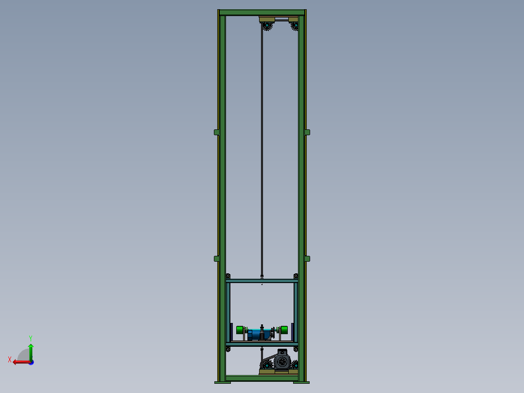 提升机三维模型后视图