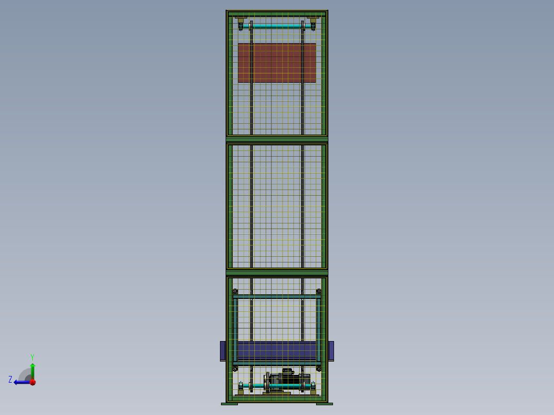 提升机三维模型右视图