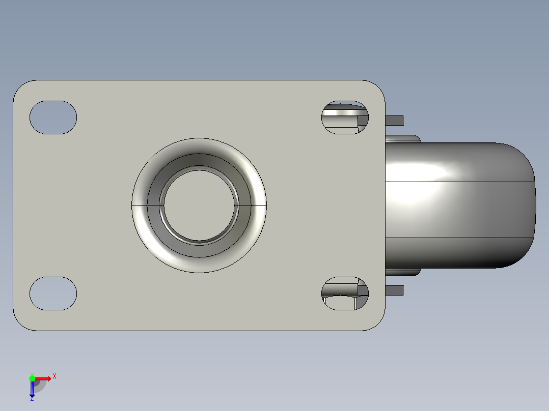 标准脚轮-WH-5014-76 4in SWIVEL PLATE MOUNTING H=133 45x75mm pitch俯视图