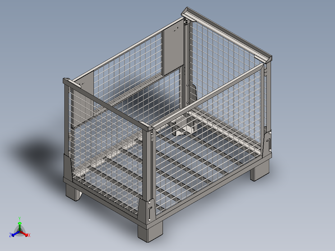 货架、可折叠网格盒托盘正等轴测图