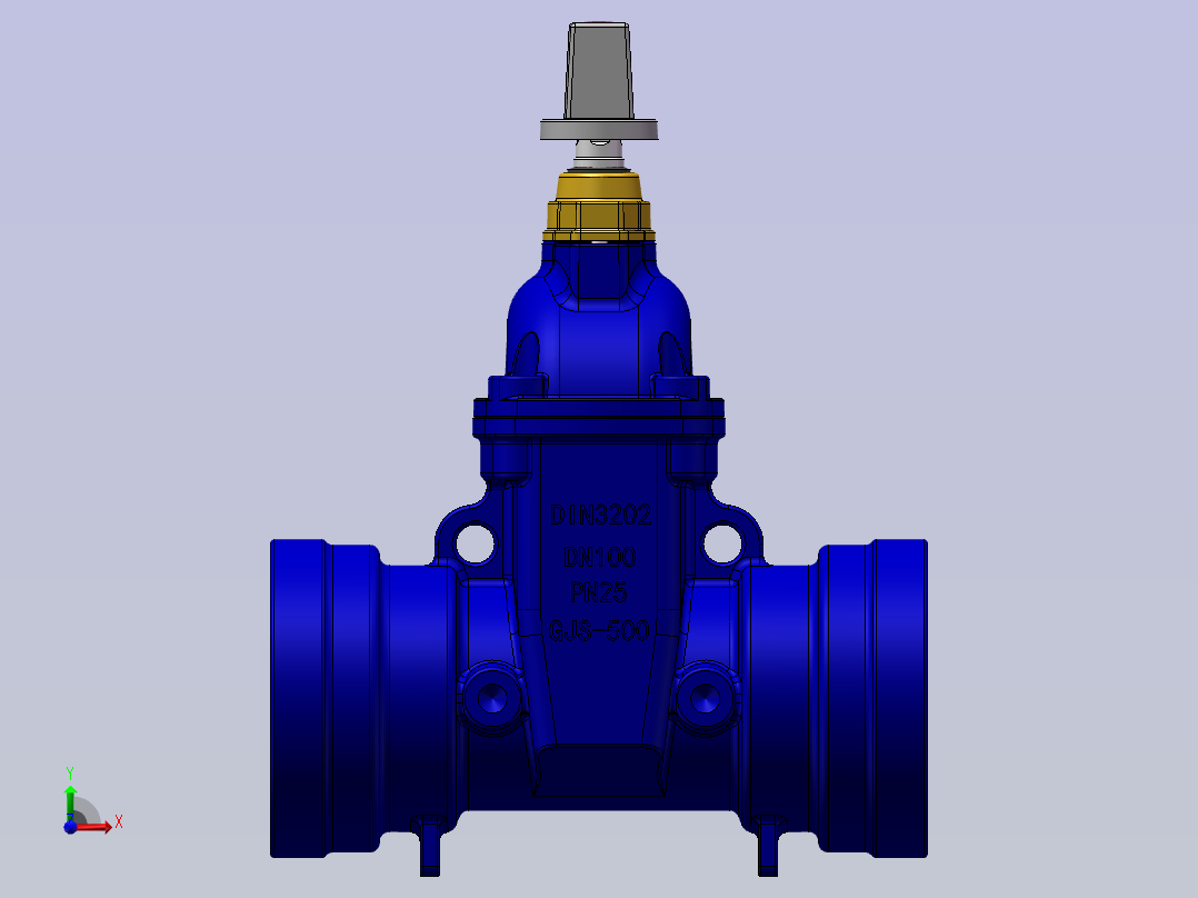 DN100承插闸阀前视图