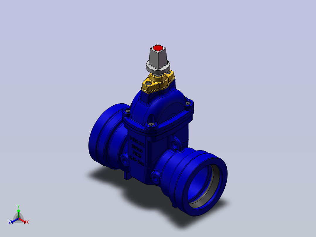 DN100承插闸阀正等轴测图