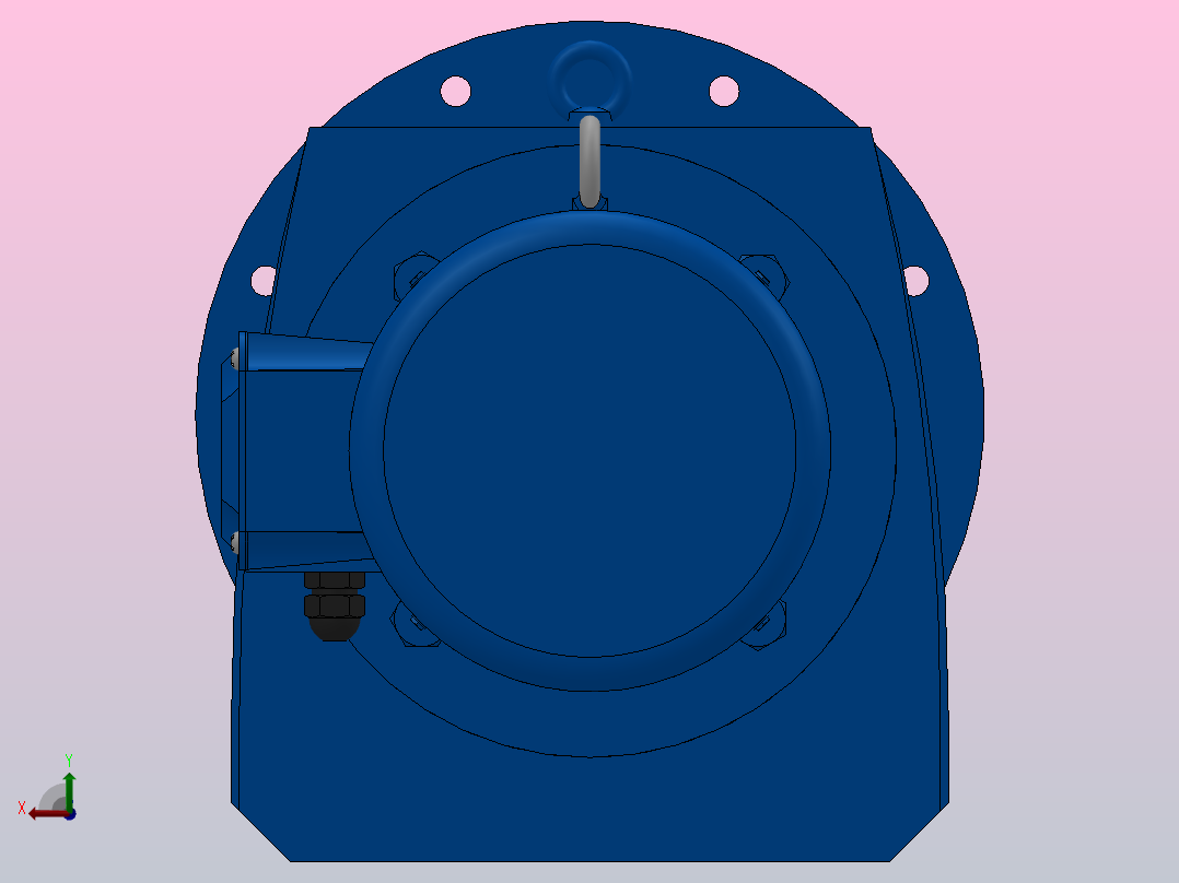 RF107法兰轴伸式安装斜齿轮减速机RF107-Y7.5-4P-132M-M1-0°-Φ450后视图