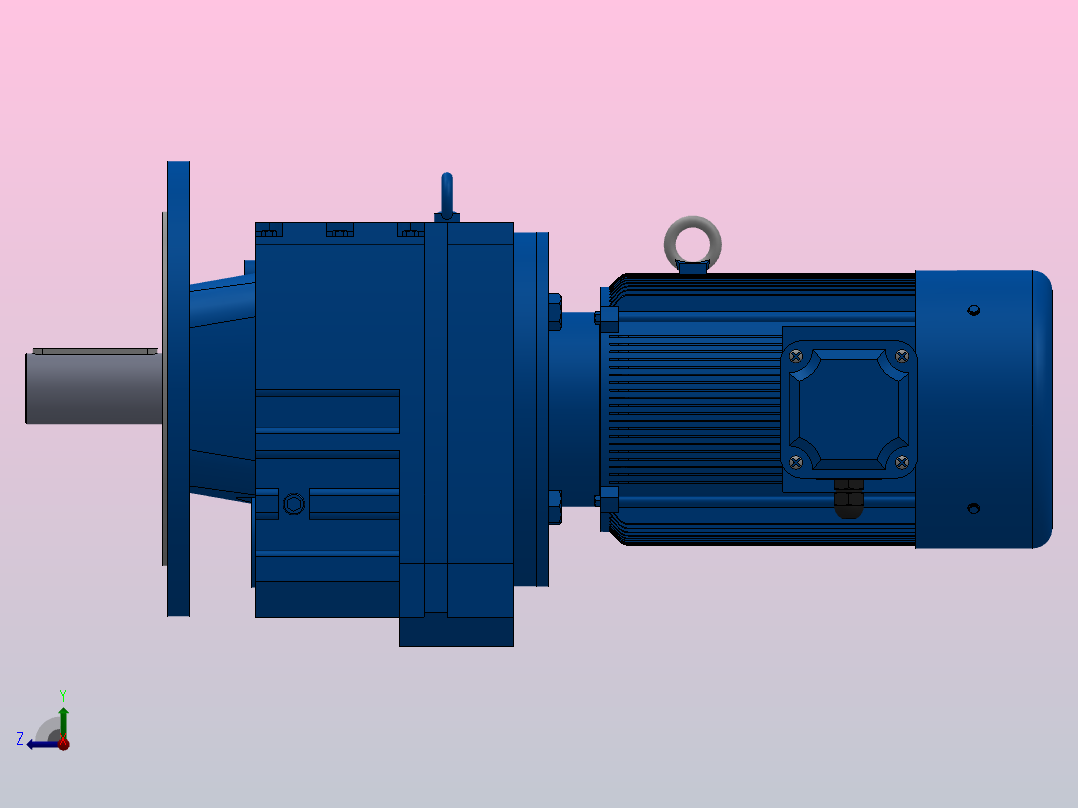 RF107法兰轴伸式安装斜齿轮减速机RF107-Y7.5-4P-132M-M1-0°-Φ450右视图