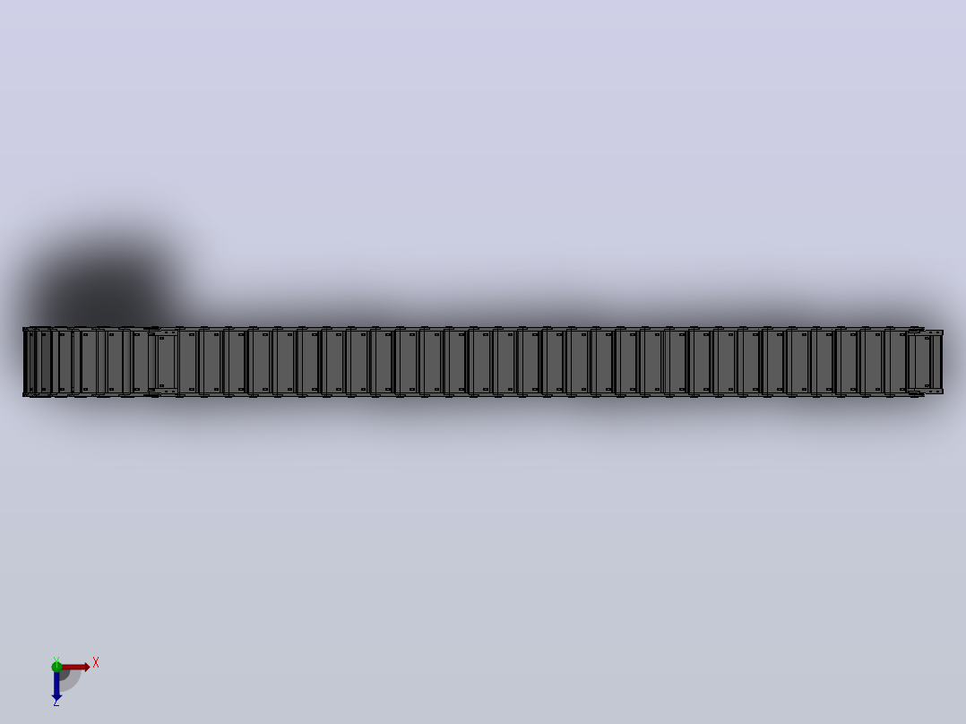 弯曲半径300内高45两侧打开型封闭式拖链_DMD45CD-45-200-300R-45俯视图