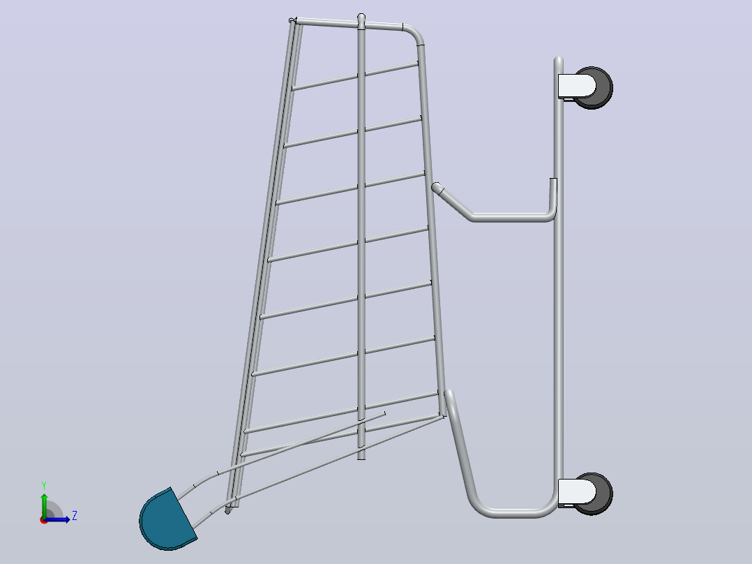 购物手推车3D图纸 Solidworks设计左视图
