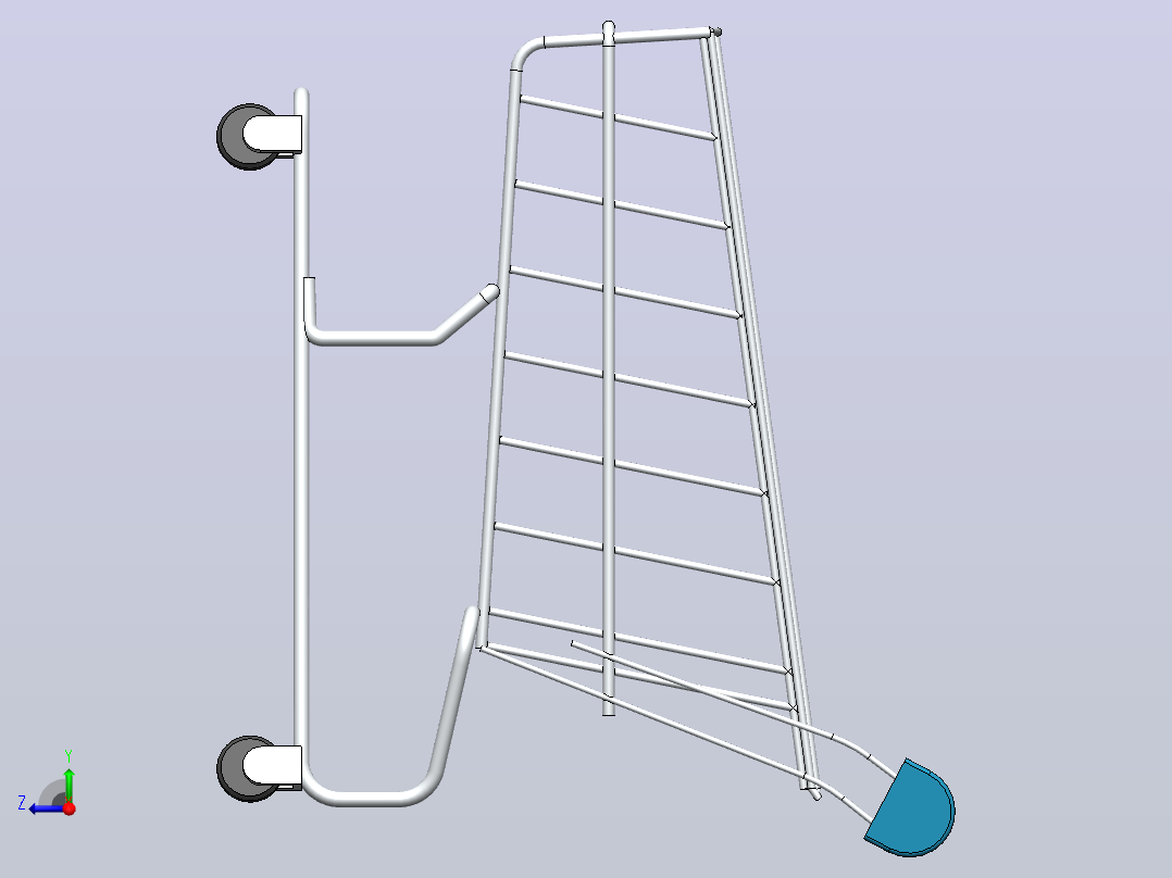 购物手推车3D图纸 Solidworks设计右视图
