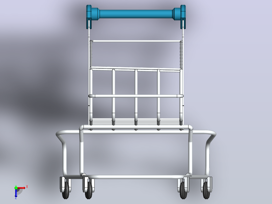 购物手推车3D图纸 Solidworks设计俯视图
