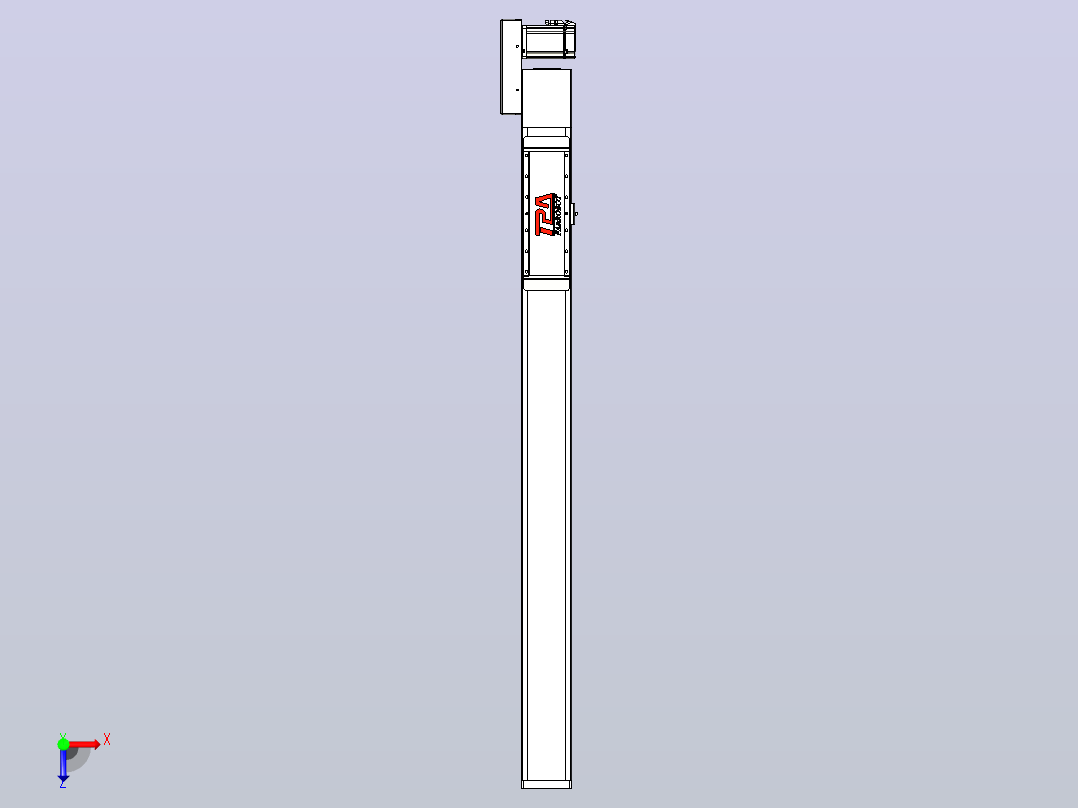 伺服电机集成皮带传动直线执行器TPA-OCB-120-224-L1050-MR-P75-N3俯视图