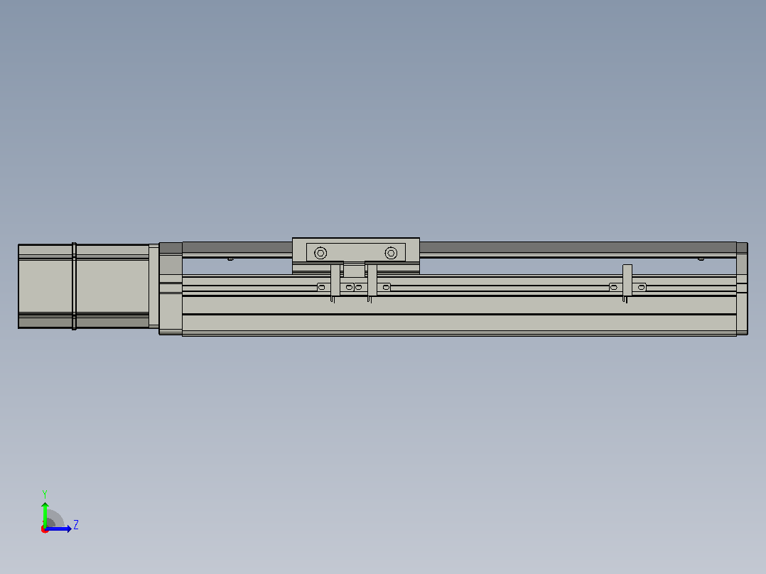 SYS12-BC-150-200W滚珠花健、支撑座、滚珠丝杠、交叉导轨、直线模组.STEP左视图