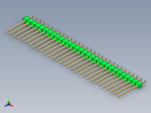 彩色公头100mil（2.54mm）系列-DS1021_green_1x30p_100mil_Type5_rev1.0正等轴测缩略图