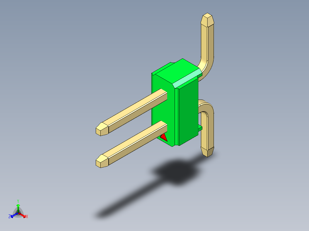 彩色公排针 100mil 2.54mm 系列-DS1022_green_02p_100mil_TypeSMT_rev1.0主视图