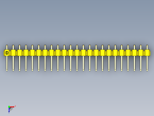 彩色公排针 100mil 2.54mm 系列-DS1022_yellow_1x23p_100mil_TypeD_rev1.0俯视缩略图