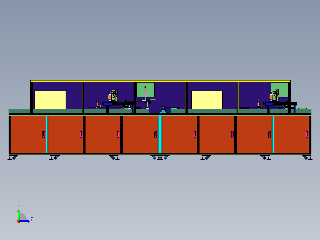 全自动屏幕三合一点胶固化机左视图