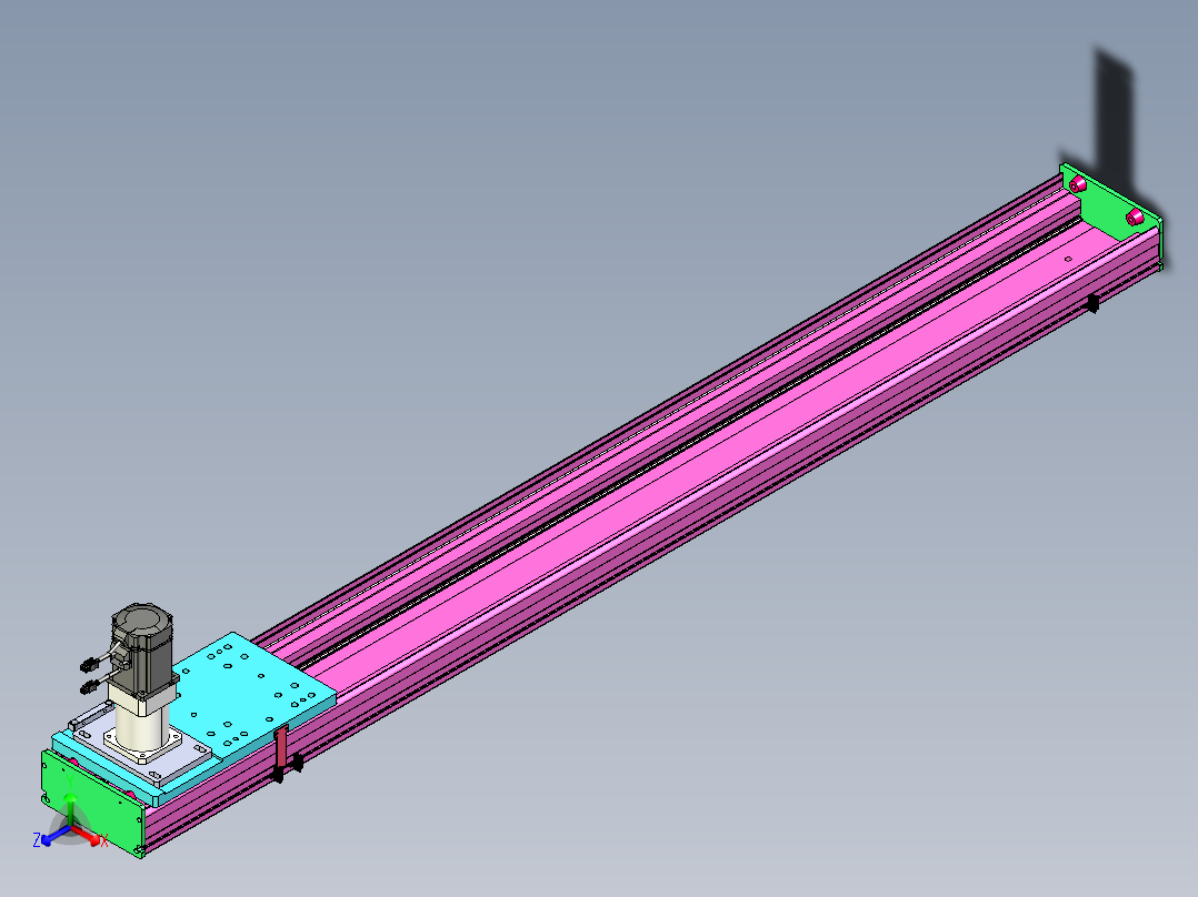 东锦齿条传动DH210G-L167-S1700-BU-减速机+P750W正等轴测图