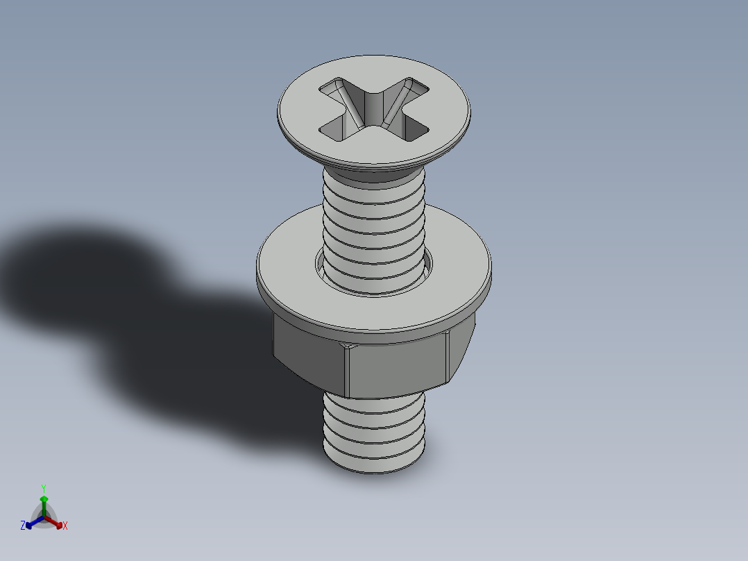 紧固件-M4-0.70 Flathead正等轴测图