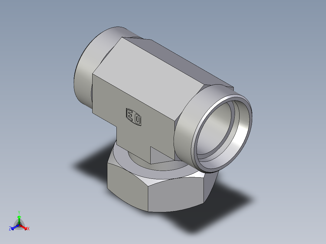 卡套式工业通用硬管接头EO_Standpipe_branch_tee_EVT42LOMDCF主视图