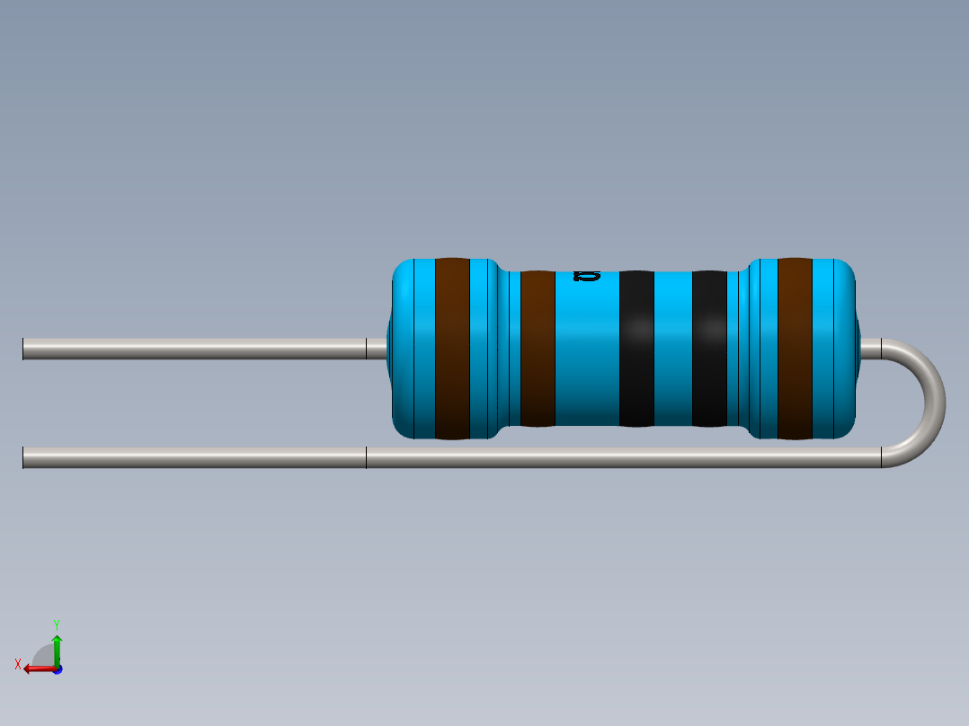 电容器 二极管 电阻器-Resistor Vertical 1K Ohm 1W后视图
