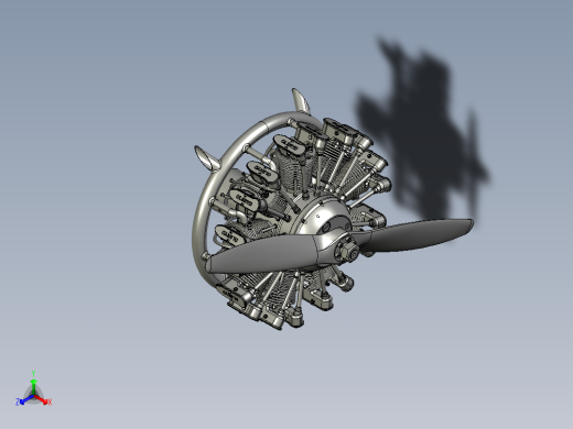 olsryd星型9缸飞机发动机图纸_STEP