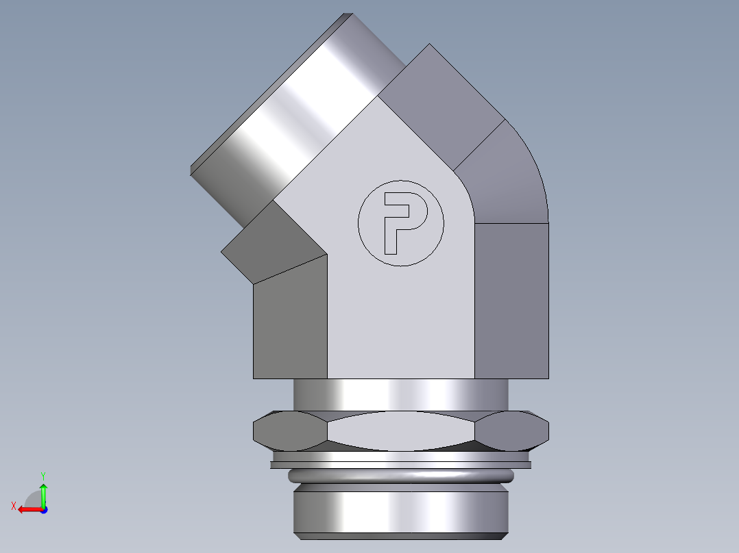 卡套式工业通用硬管接头EO_Adjustable_locknut_45_deg_elbow_VEE35LMOROMDCF后视图