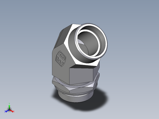 卡套式工业通用硬管接头EO_Adjustable_locknut_45_deg_elbow_VEE35LMOROMDCF正等轴测缩略图