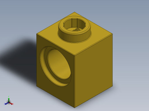 乐高机械组积木（横梁）-654124 Bright Yellow Brick 1 x 1 with Hole正等轴测缩略图