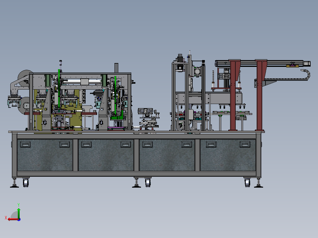 方形锂电池电芯贴胶带合拢设备sw18可编辑后视图