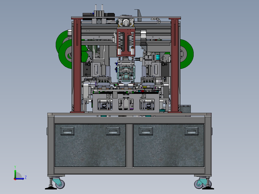 方形锂电池电芯贴胶带合拢设备sw18可编辑左视图