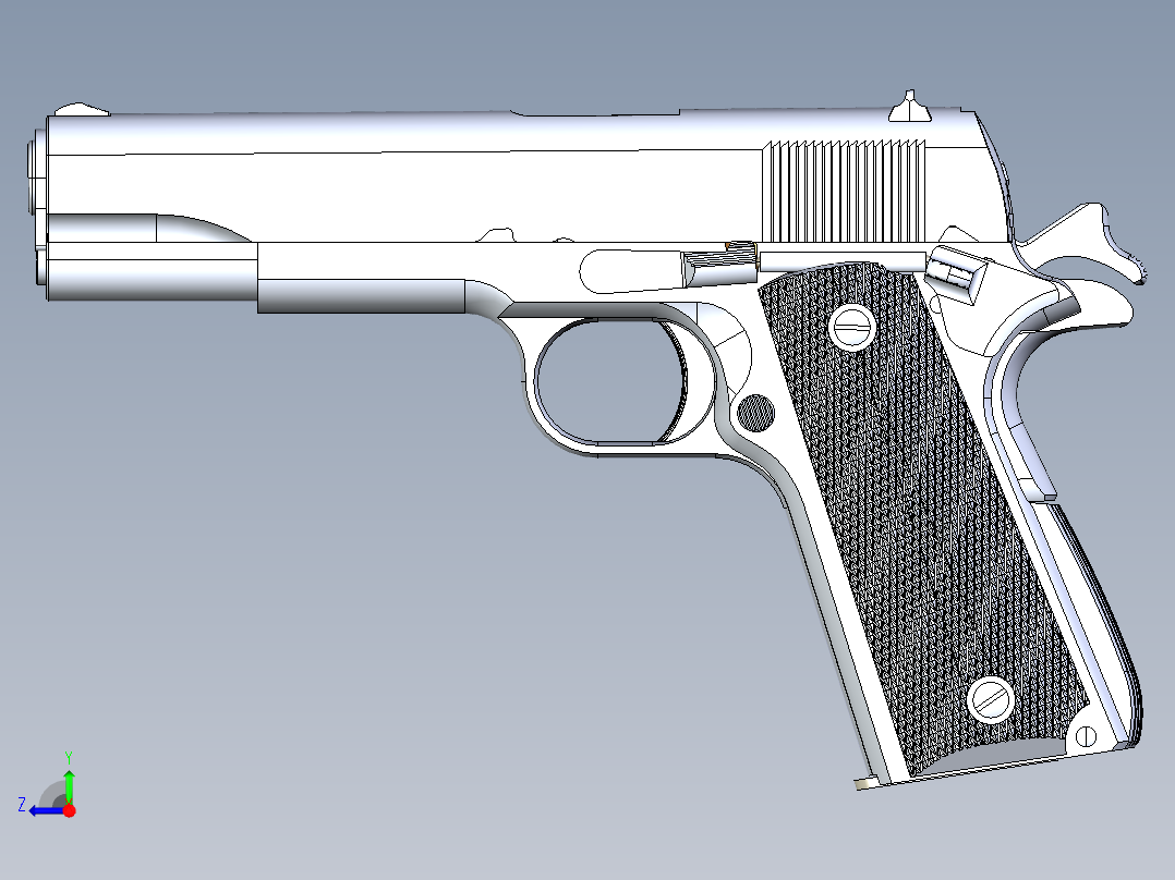 手枪左轮冲锋枪老式狙击步枪设计3D图纸colt-45-automatic-1911a1-redux SW stp igs右视图