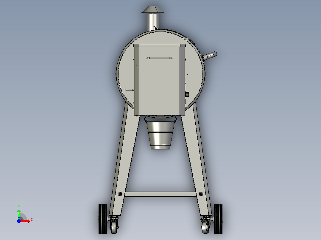 庭院别墅木炭烧烤架前视图