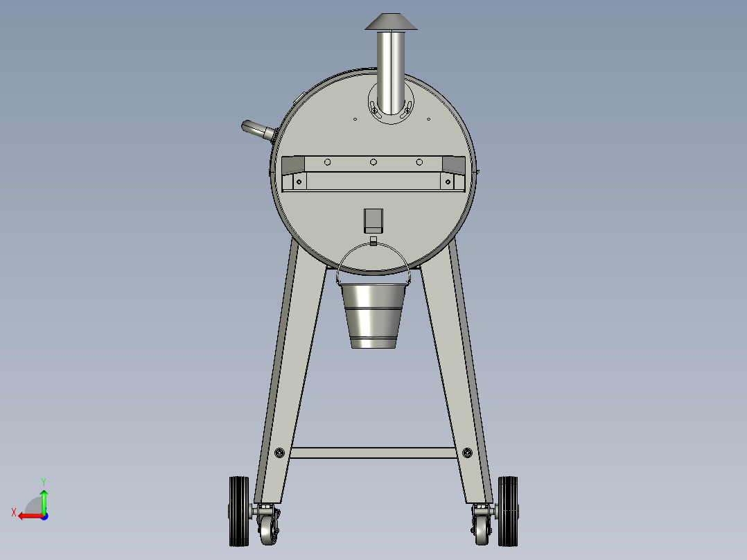 庭院别墅木炭烧烤架后视图