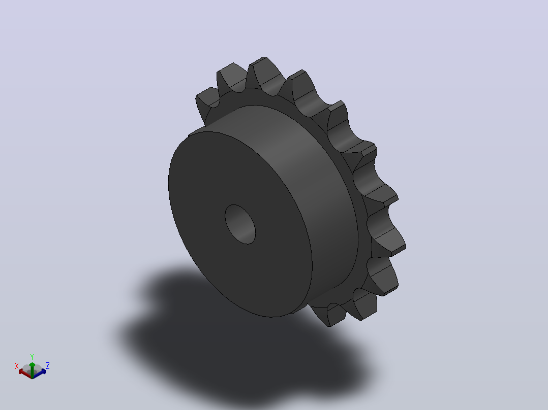 直孔链轮12B型_16-12B-1正等轴测图