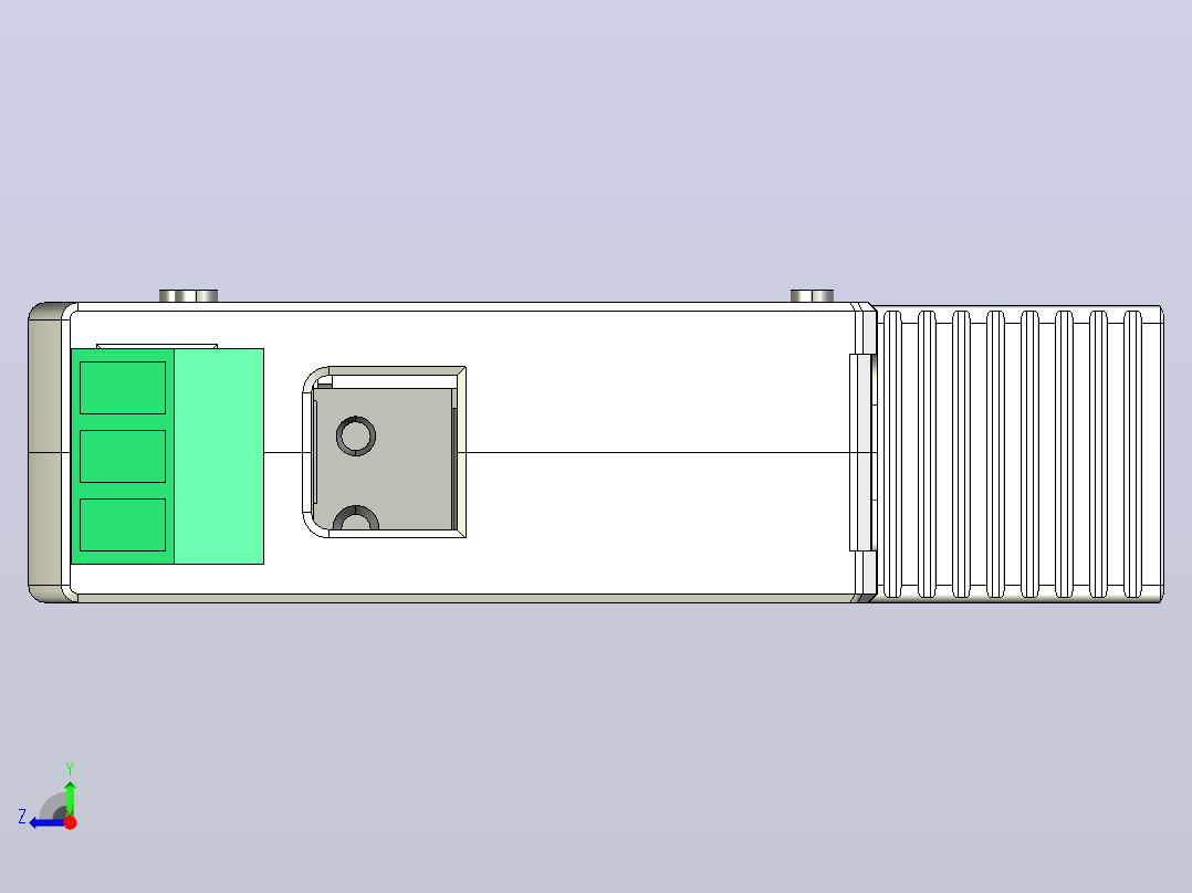 NU5-II-F 20-40-65 1P电涌保护器三维模型202307右视图