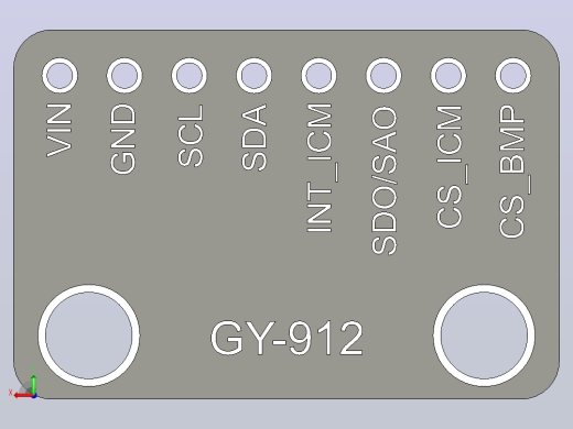 GY912使用ICM20948和BMP388加速度计、陀螺仪、磁力计、压力和温度后视缩略图