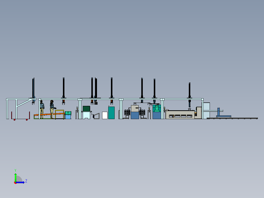 自动托辊生产流水线（UG）左视图