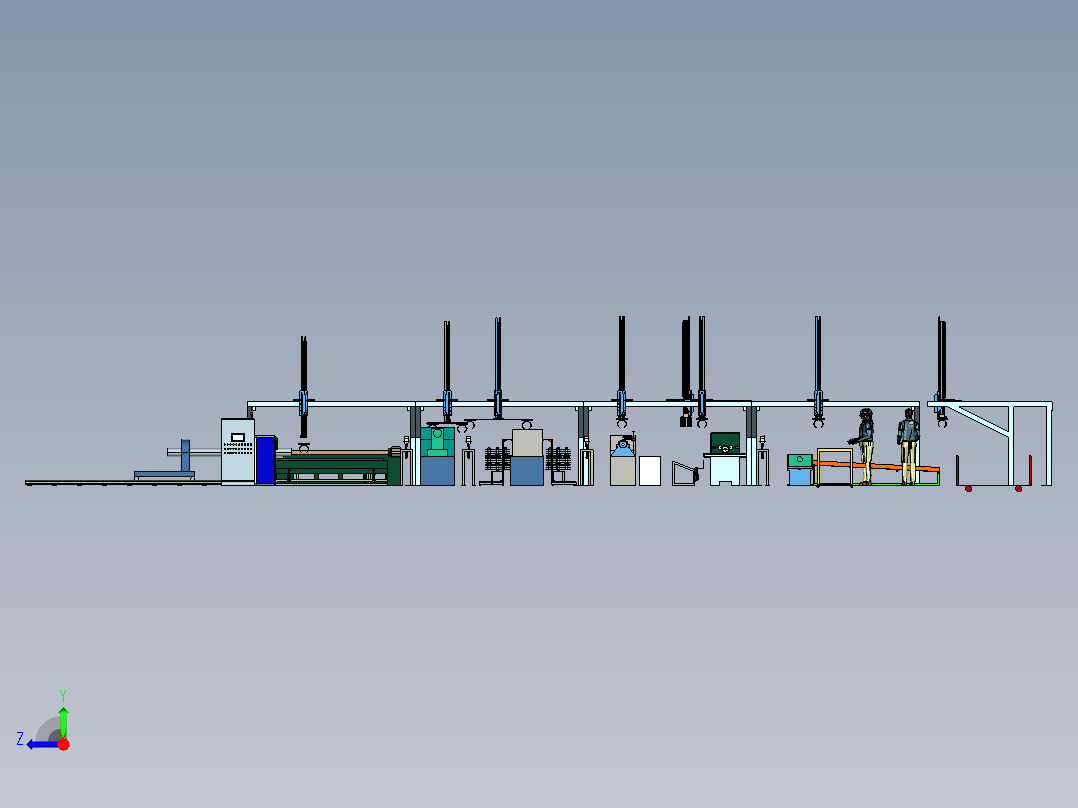 自动托辊生产流水线（UG）右视图