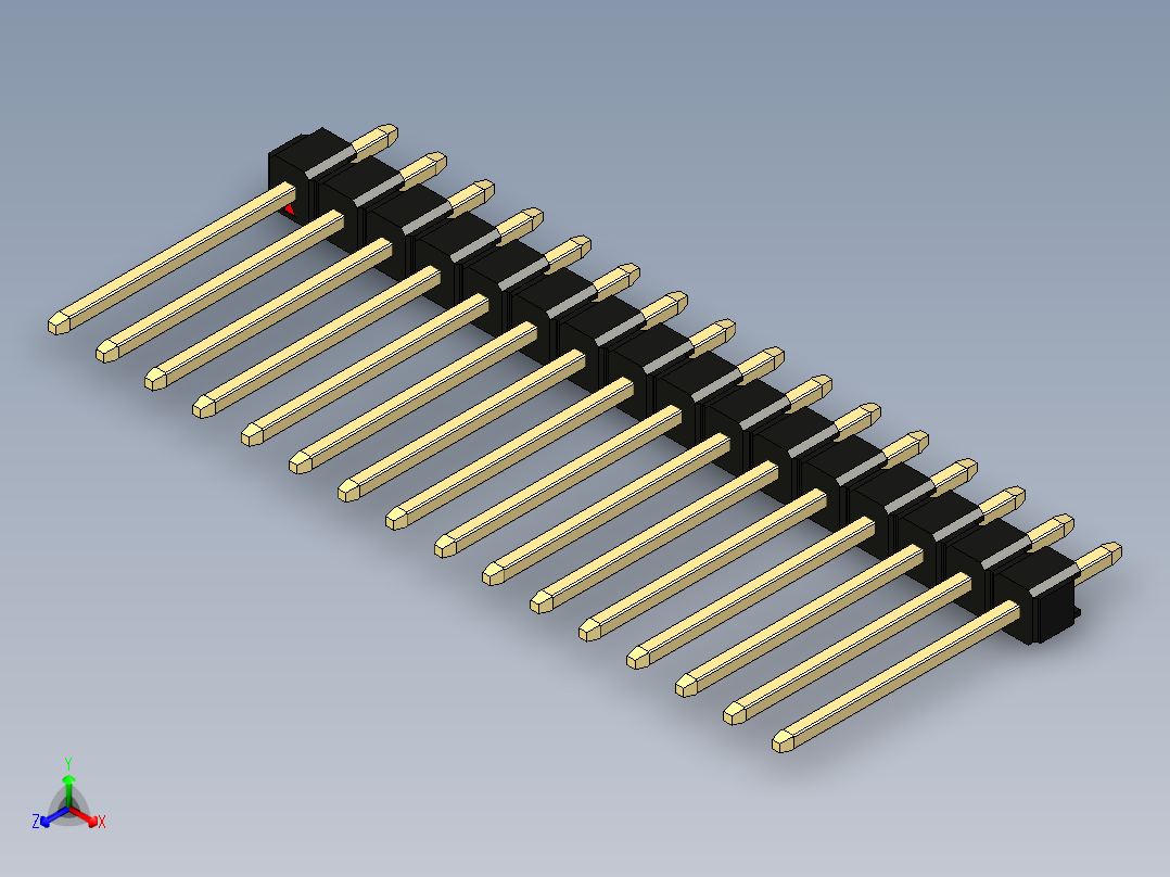 彩色公头100mil（2.54mm）系列-DS1021_black_1x16p_100mil_Type5_rev1.0主视图