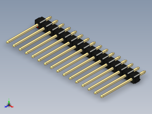 彩色公头100mil（2.54mm）系列-DS1021_black_1x16p_100mil_Type5_rev1.0正等轴测缩略图